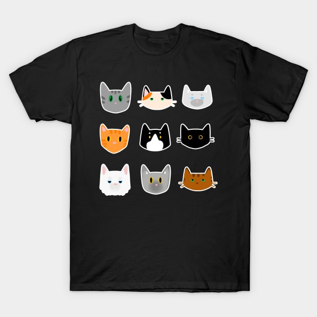 Cute Cats Pattern T-Shirt by SusanaDesigns